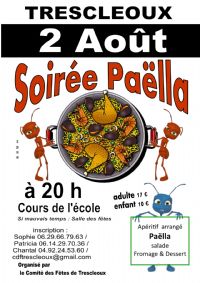 repas paella de la fête des associaitons. Le samedi 2 août 2014 à trescleoux. Hautes-Alpes.  20H00
